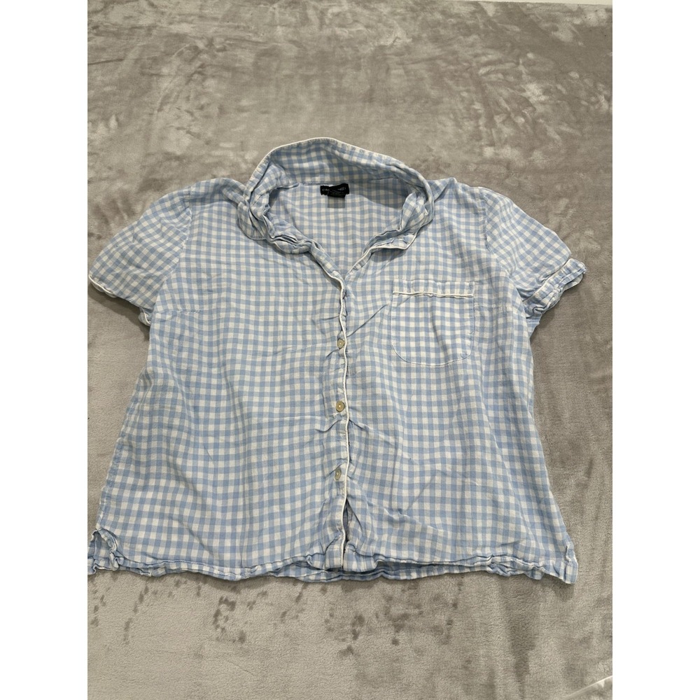 Cynthia Rowley‎ Pajama Top Sleepwear  Womens Size Large Blue & White Check
